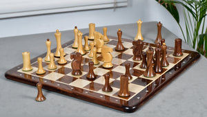 Minimalist Soviet-Style Chess Pieces In Sheesham & Boxwood - 3.7” King