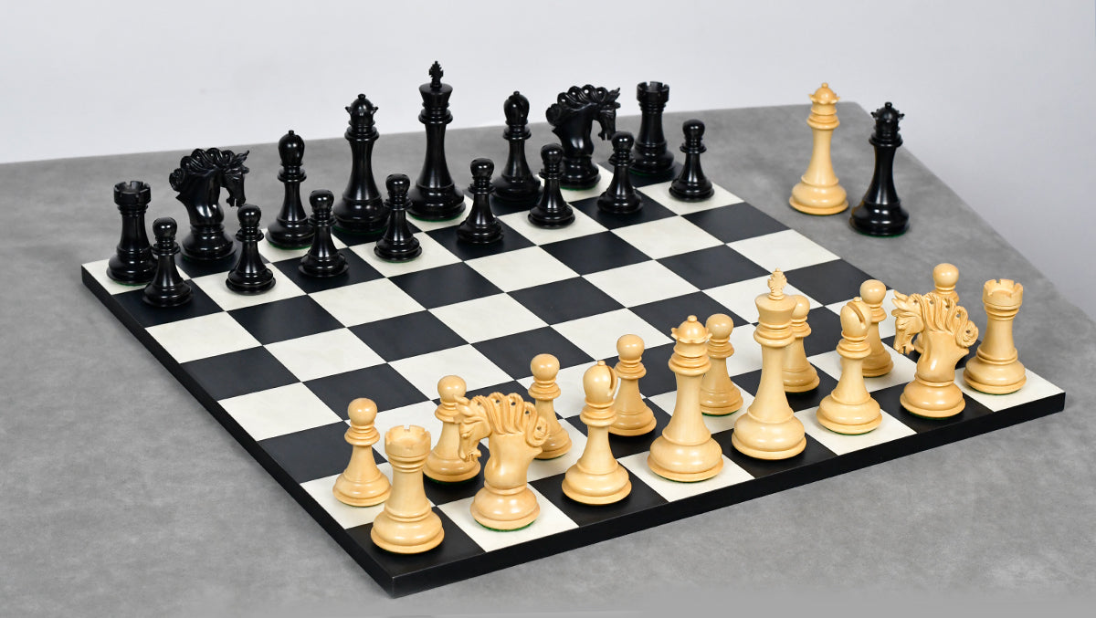 The Pegasus Series Artisan Staunton Chess Pieces version 2.0 in Ebony / Boxwood - 4.6" King