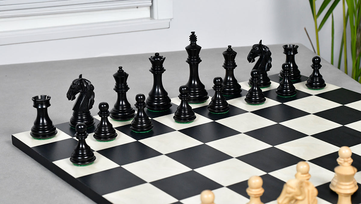 Columbian Staunton Series Chess Pieces in Ebony Wood & Box wood - 3.8" King