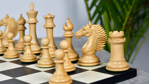The Mustang Series Wooden Triple Weighted Chess Pieces in Ebony / Boxwood - 4.4" King