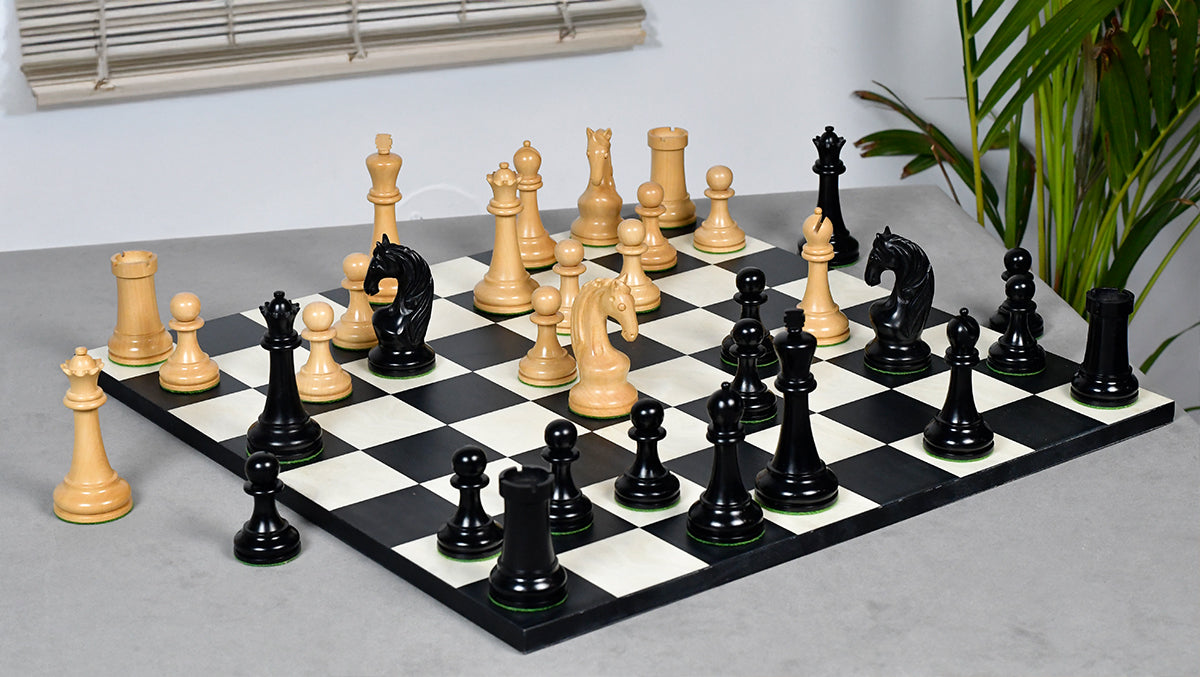 Reproduced 1963-1966 Piatigorsky Cup Chess Pieces in Ebony / Boxwood - 4.2" King