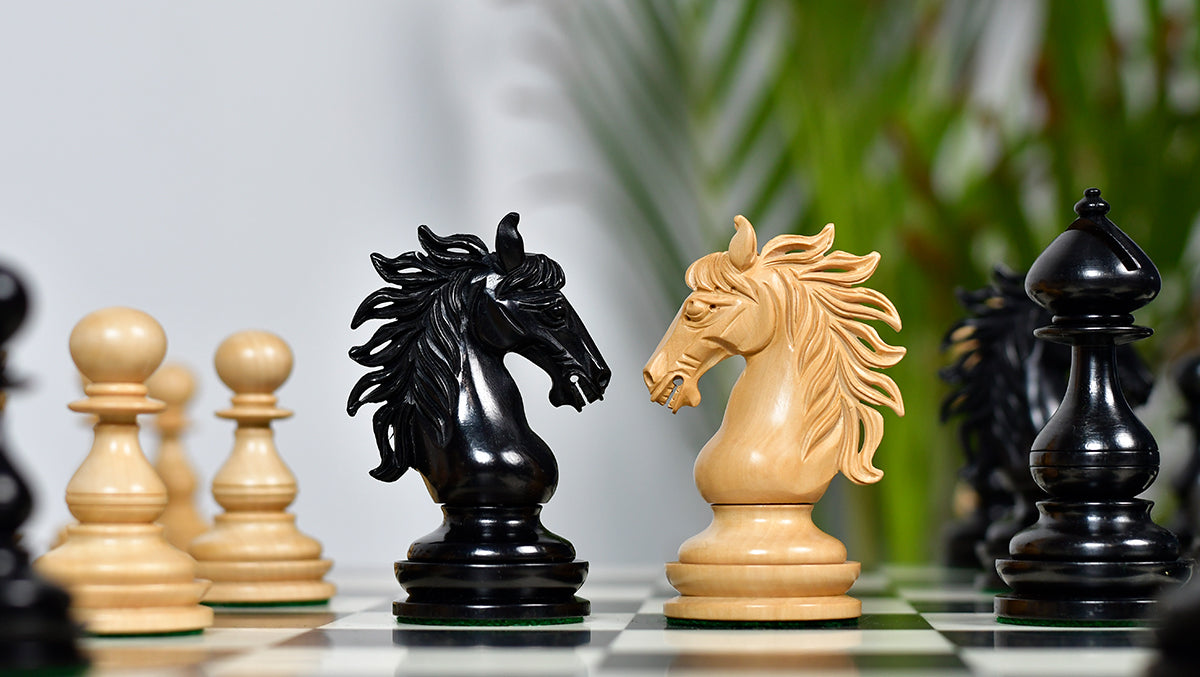 Wild Stallion Luxury Chess Pieces in Ebony & Boxwood - 4.4" King
