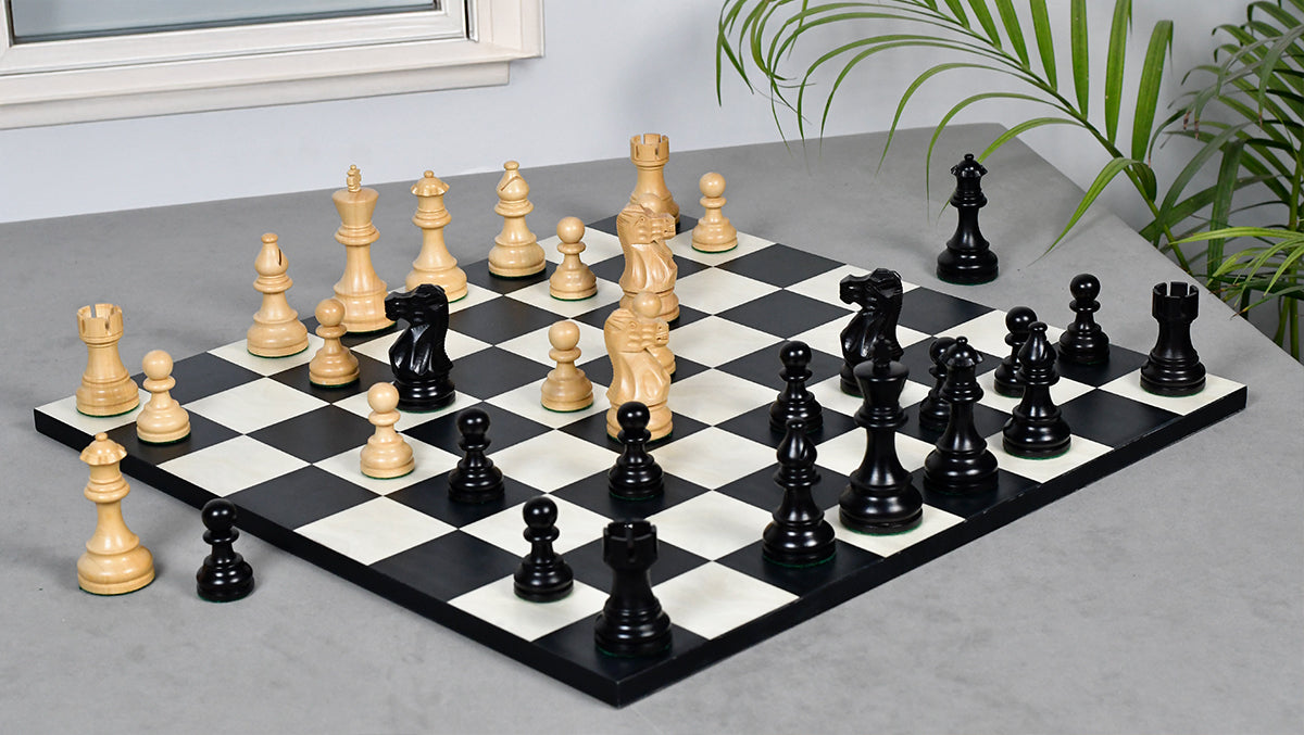 Smokey Staunton Series Chess Pieces in Ebonized boxwood & Natural Boxwood- 3.8" King