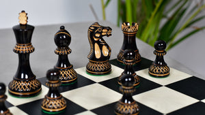 The Parker Staunton Series Lacquered Chess Pieces in Burnt Boxwood & Natural Boxwood - 3.9" King