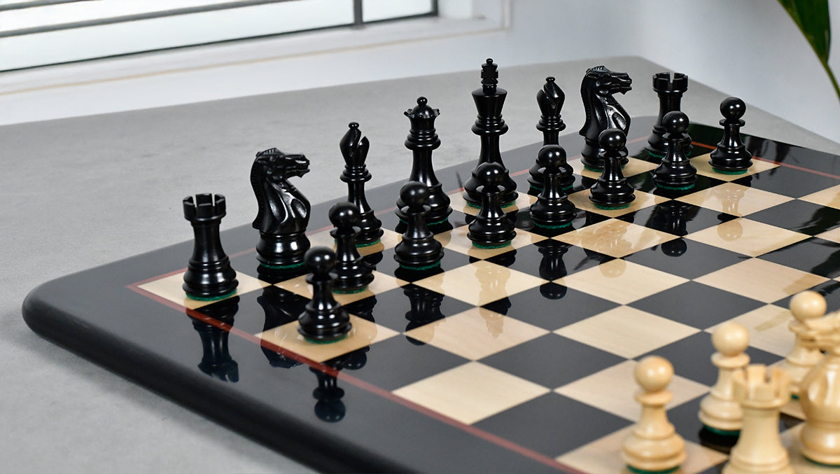 Classic 101 Staunton Series Club Sized Wooden Chess Pieces In Ebony Wood & Box Wood - 3.0" King