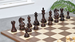 Fierce Knight (Queen's Gambit Series) Staunton Chess Pieces in Rosewood & Boxwood - 4.1" King