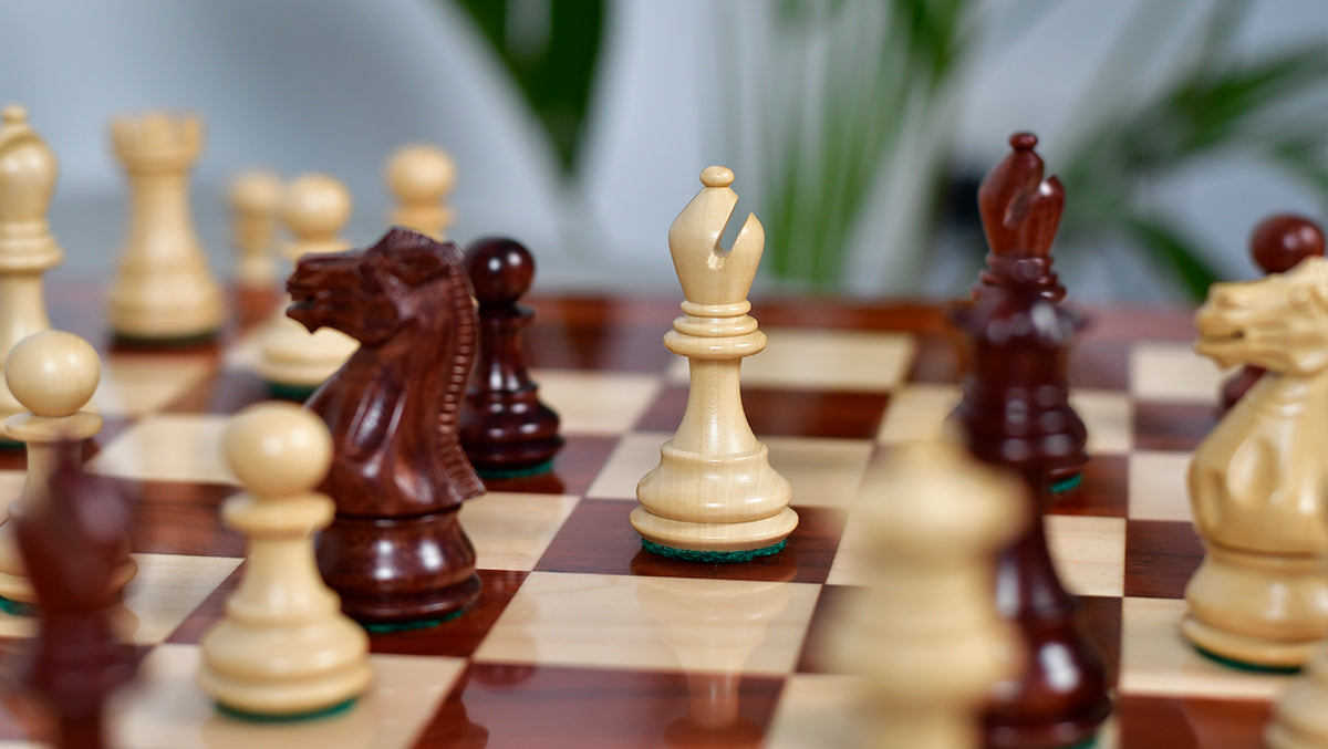 Classic 101 Staunton Series Club Size Weighted Chess Pieces in Bud Rosewood & BoxWood - 3.0" King