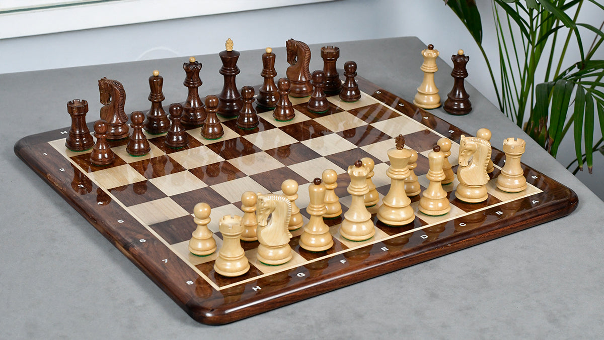 1959 World Chess Championship Old Russian Zagreb Chess Pieces - Sheesham Wood & Boxwood - 3.8" King