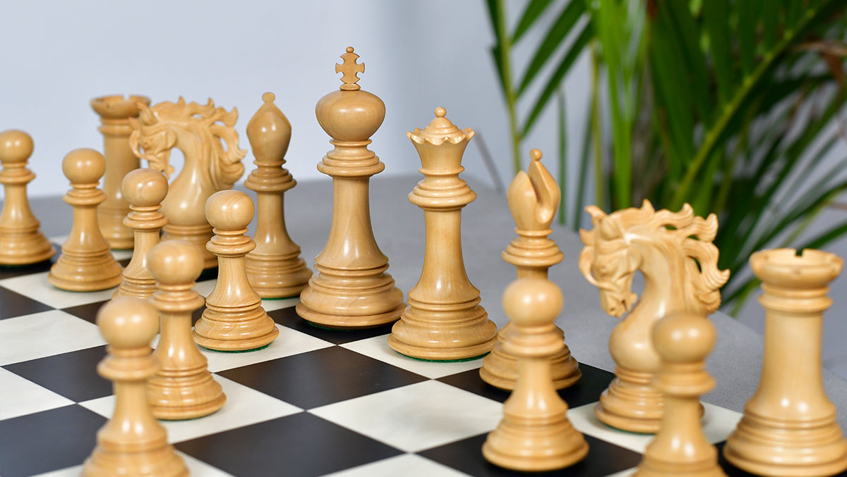Viking Series Triple Weighted Staunton Luxury Chess Pieces – Handcrafted Ebony & Boxwood, 4.4” King
