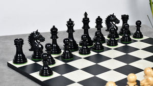 The Bridle Series Luxury Triple Weighted Chess Pieces in Ebony Wood / Boxwood - 4.2" King