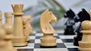 The Championship Series Staunton Chess Pieces in Ebonized Boxwood & Natural Boxwood - 3.75" King