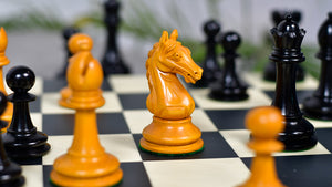 4.0'' The Ancient Indian Warrior Staunton Luxury Series Chess Pieces in Ebony / Antiqued Box Wood - 1660 Grams
