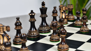 Burnt Blazed Series Handcarved Chess Pieces in Burnt Box Wood - 3.8" King - Best Seller