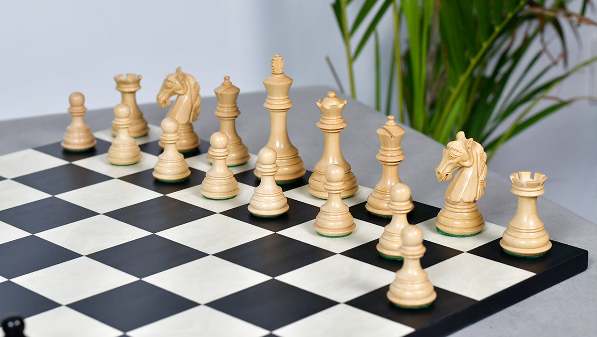 Columbian Staunton Series Chess Pieces in Ebony Wood & Box wood - 3.8" King