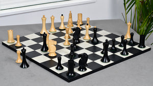 Minimalist Soviet-Style Chess Pieces In Ebonized & Boxwood - 3.7” King