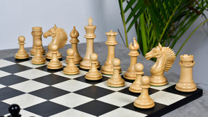 The Mustang Series Wooden Triple Weighted Chess Pieces in Ebony / Boxwood - 4.4" King