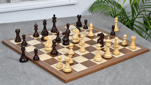 Fierce Knight (Queen's Gambit Series) Staunton Chess Pieces in Rosewood & Boxwood - 4.1" King