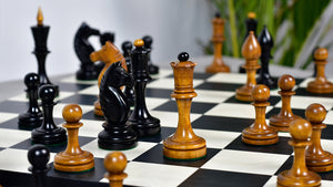 The Repro of Averbakh 1949 Moscow Chess Championship Chess Pieces in Ebonized & Antiqued Boxwood 4.20 inch King - 1130 Grams Weight