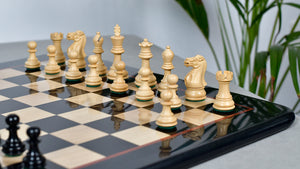 Classic 101 Staunton Series Club Sized Wooden Chess Pieces In Ebony Wood & Box Wood - 3.0" King