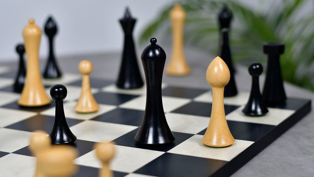 3.75'' Herman Ohme Minimalist Chess Set – Weighted Ebonized Boxwood – Pieces Only