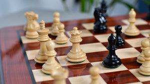 Collector Series Handcarved Staunton Chess Pieces in Ebonized Boxwood & Natural Boxwood - 2.6" King