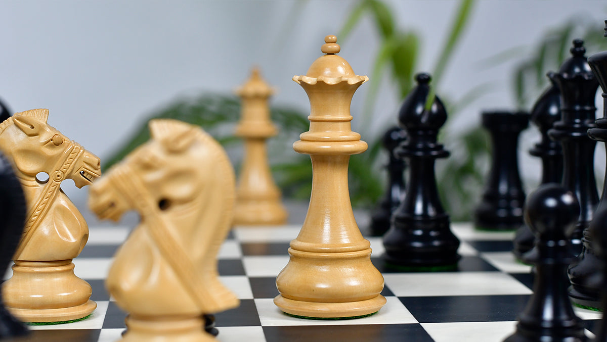 Noble Stallion Chess Set Bridle Edition in Ebony & Box Wood - 4.8" King