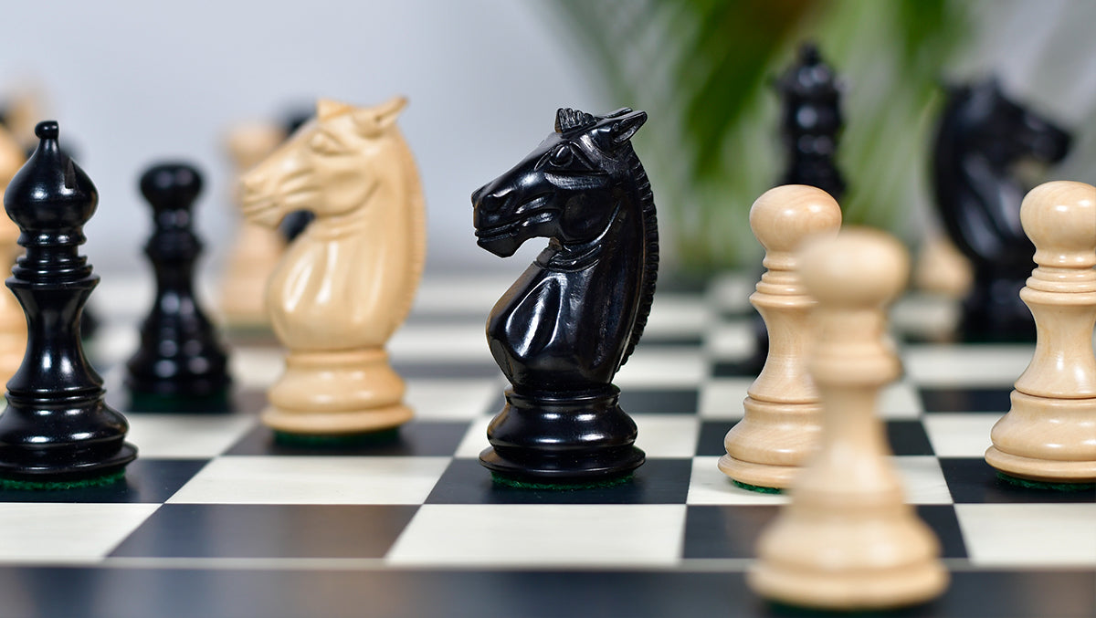 Meghdoot Staunton Series Wooden Chess Pieces in Ebony & Box Wood - 3.2" King