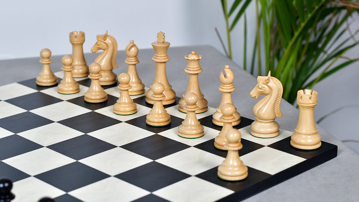 The Candidates Series Staunton Chess Pieces in Ebony / Box Wood - 3.75" King
