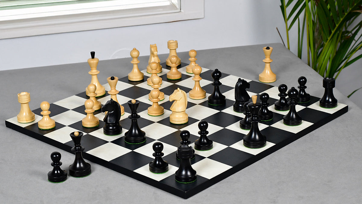 Russian (Soviet Era) Series Chess Pieces in Ebonized Boxwood & Natural Boxwood - 3.75" King