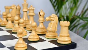 British Chess Company (BCC) Popular Staunton Double Collared Chess Pieces in Ebony & Boxwood - 4.2" King