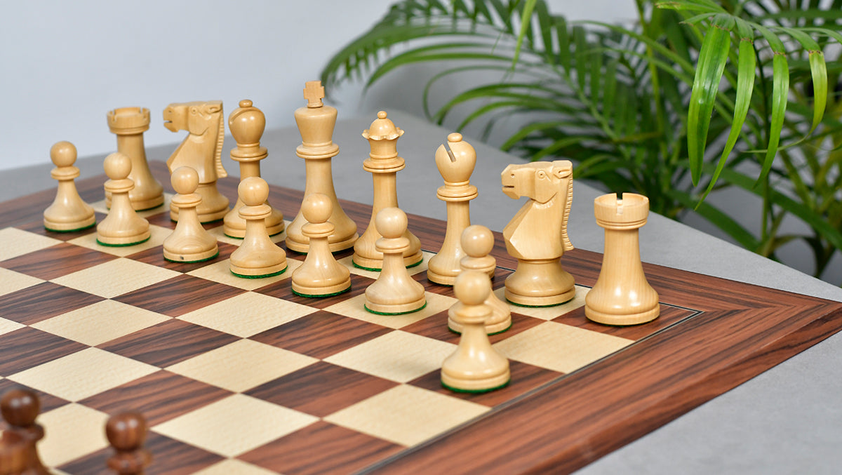 Old Vintage English Staunton Series Chess Pieces in Sheesham & Bowood - 3.8" King