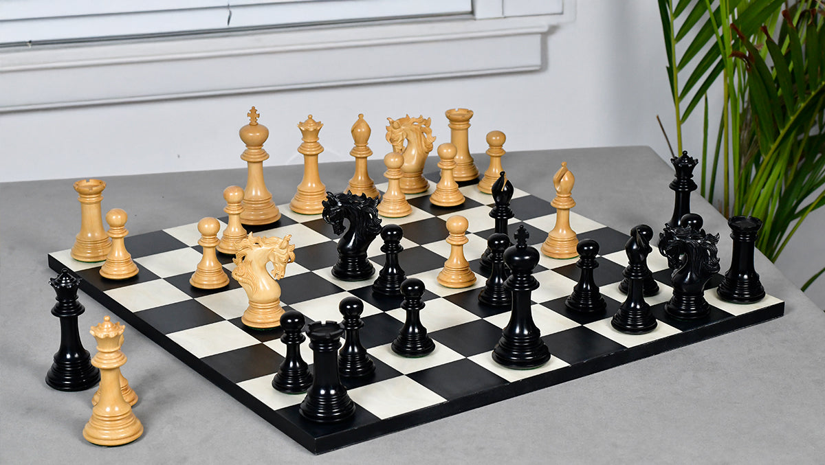 Viking Series Triple Weighted Staunton Luxury Chess Pieces – Handcrafted Ebony & Boxwood, 4.4” King