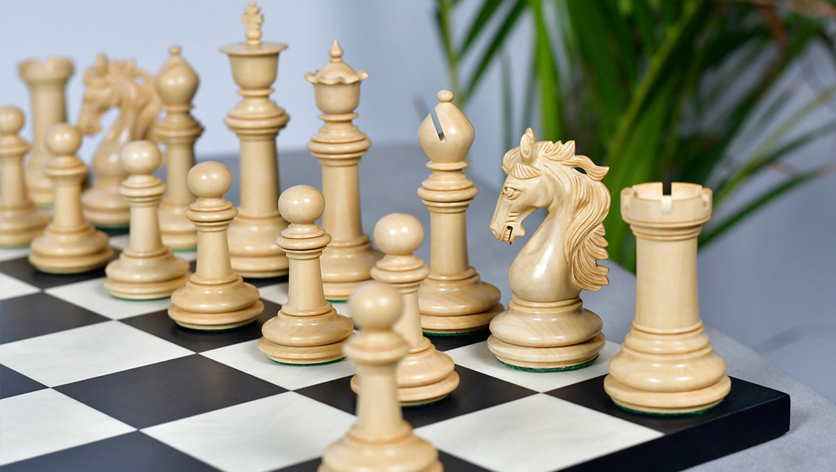 The French Warrior Luxury Wooden Chess Pieces in Ebony & Boxwood - 4.4" King