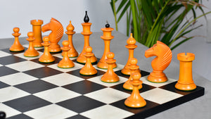 1950s' Soviet (Russian) Latvian Chess Pieces in Ebonized Boxwood / Antiqued Boxwood - 4.1" King Weight 1050 - grams
