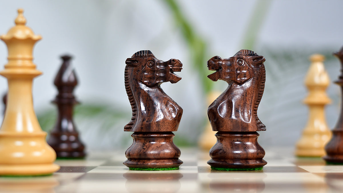 3.7'' British Staunton Series Wooden Chess Pieces in Anjan Wood & Box Wood - 1200 Grams