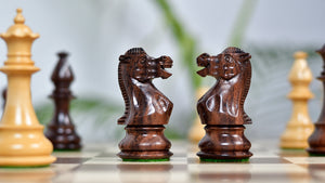 3.7'' British Staunton Series Wooden Chess Pieces in Anjan Wood & Box Wood - 1200 Grams