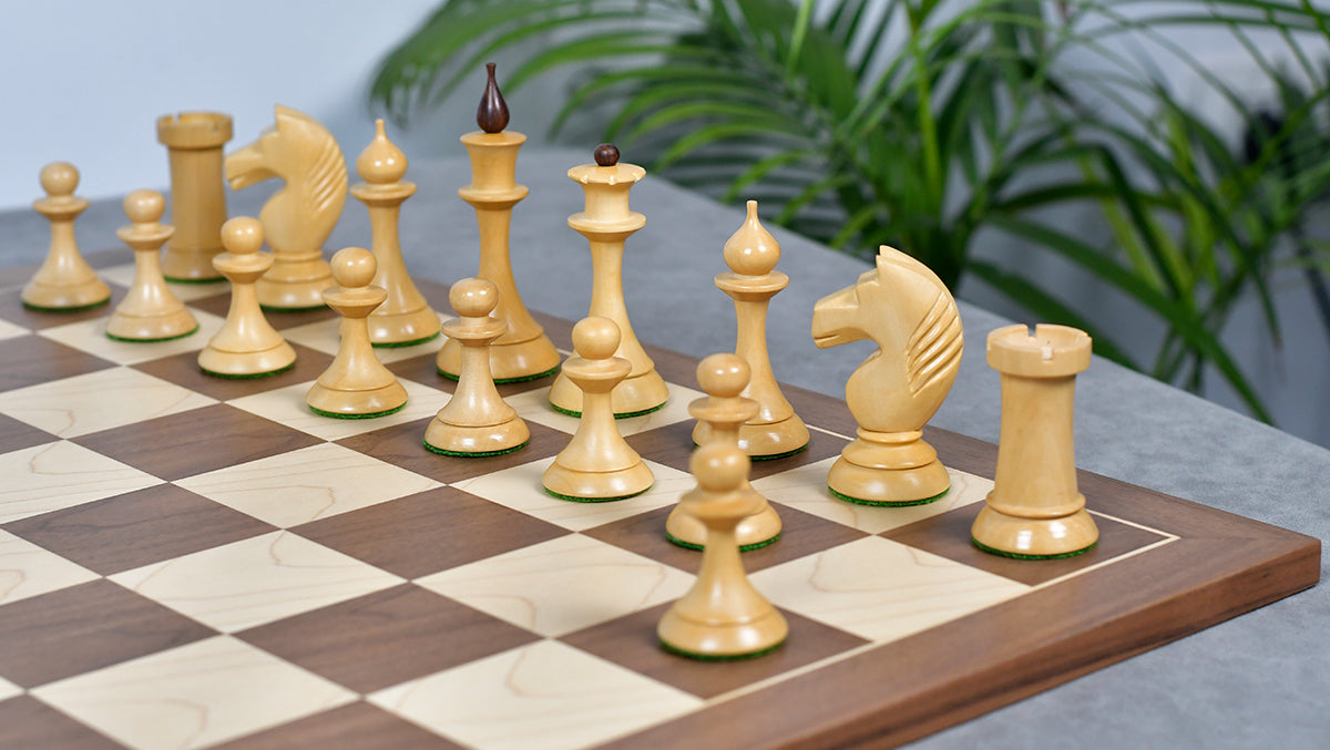1950s' Soviet Russian (Queen' Gambit Series) Latvian Chess Pieces in Sheesham & Natural Boxwood - 4.1" King