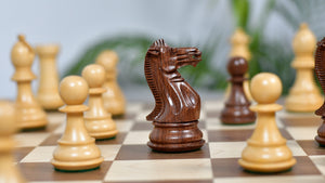 The Honour of Staunton (HOS) Series Weighted Chess Pieces in Sheesham & Natural Boxwood - 4.0" King