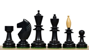 3.9" Hungarian Chess Pieces in Ebonized Boxwood & Natural Boxwood - 1300 Grams