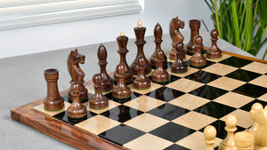 Circa 1930s "Leningrad Schoolboy" Soviet Chess Pieces 4.2 inch King in Sheesham & Boxwood - 1530 Grams
