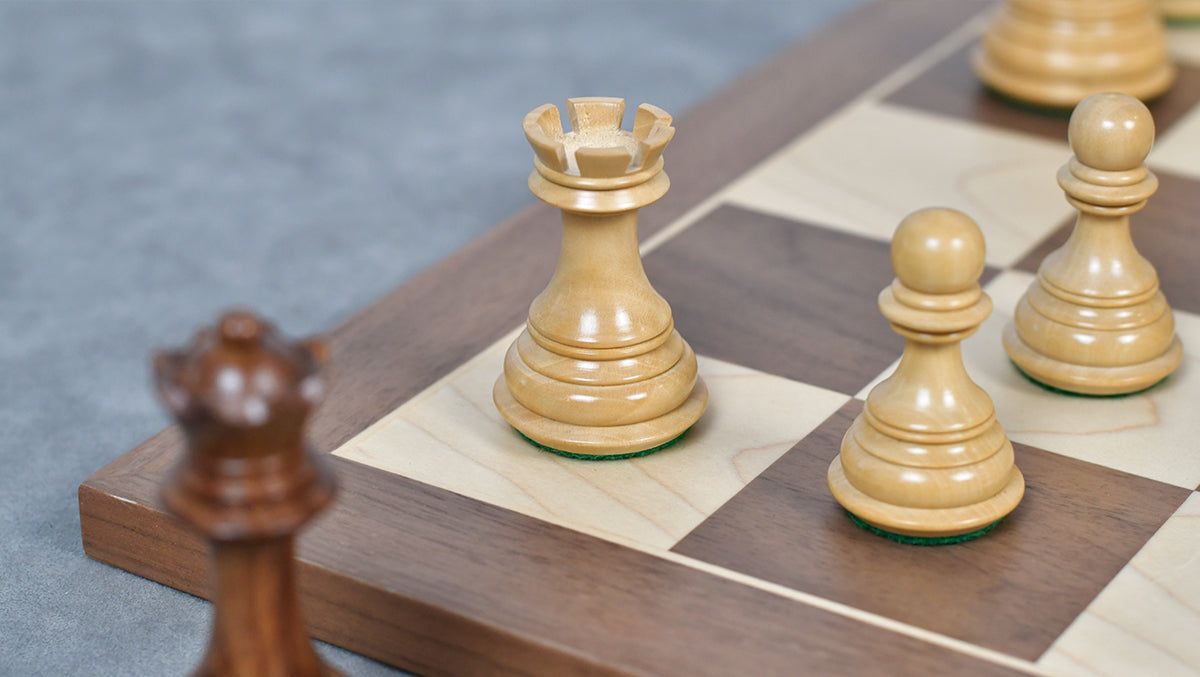 3.8" New Columbian Staunton Series Chess Pieces in Sheesham Wood & Boxwood - 1100 grams