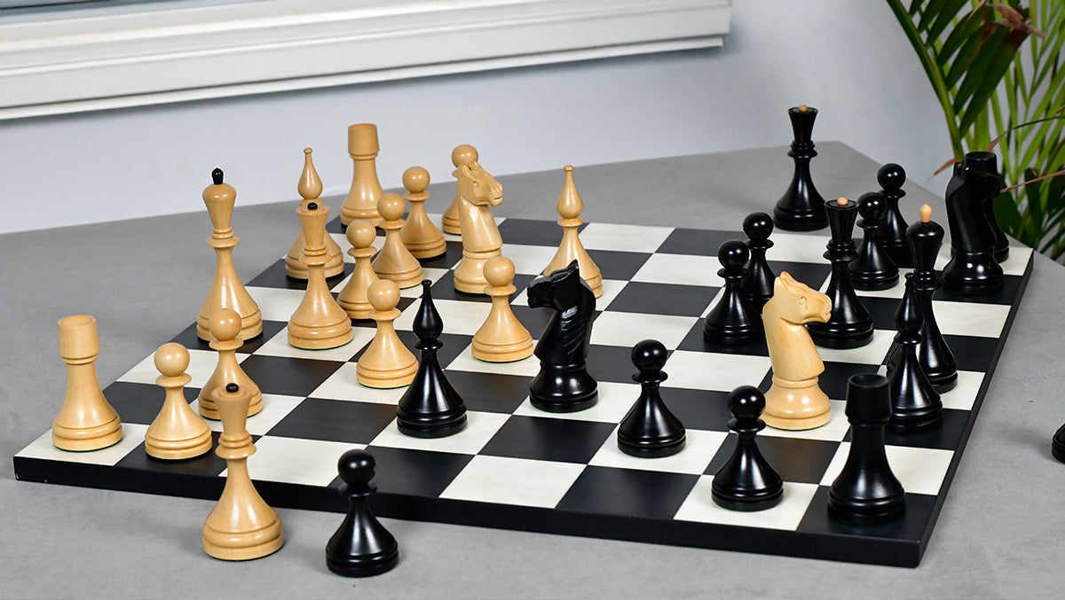 1961 Soviet Championship Baku Chess Pieces in Ebonized / Box wood - 4.05 King