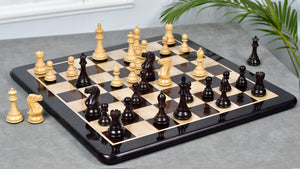 4.0" Desert Gold Staunton Series Wooden Chess Pieces in Rosewood & Box Wood - 1300 Grams