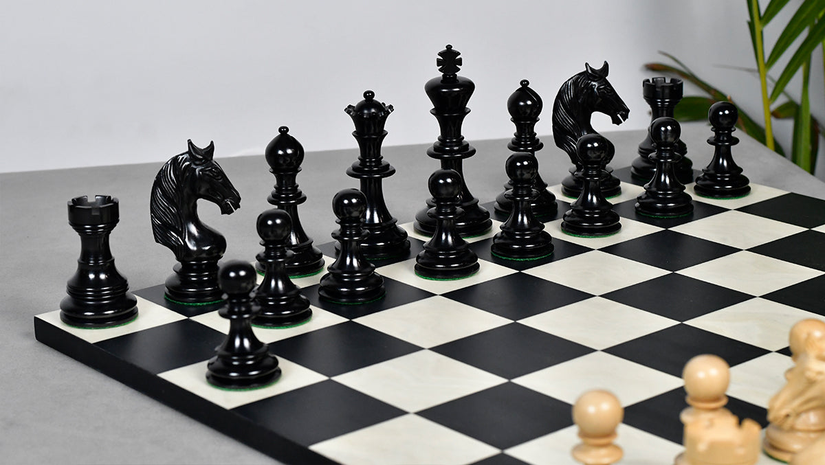 The Monarch’s Gambit Handcrafted Luxury Chess Pieces – in Ebony & Boxwood 4.4" King