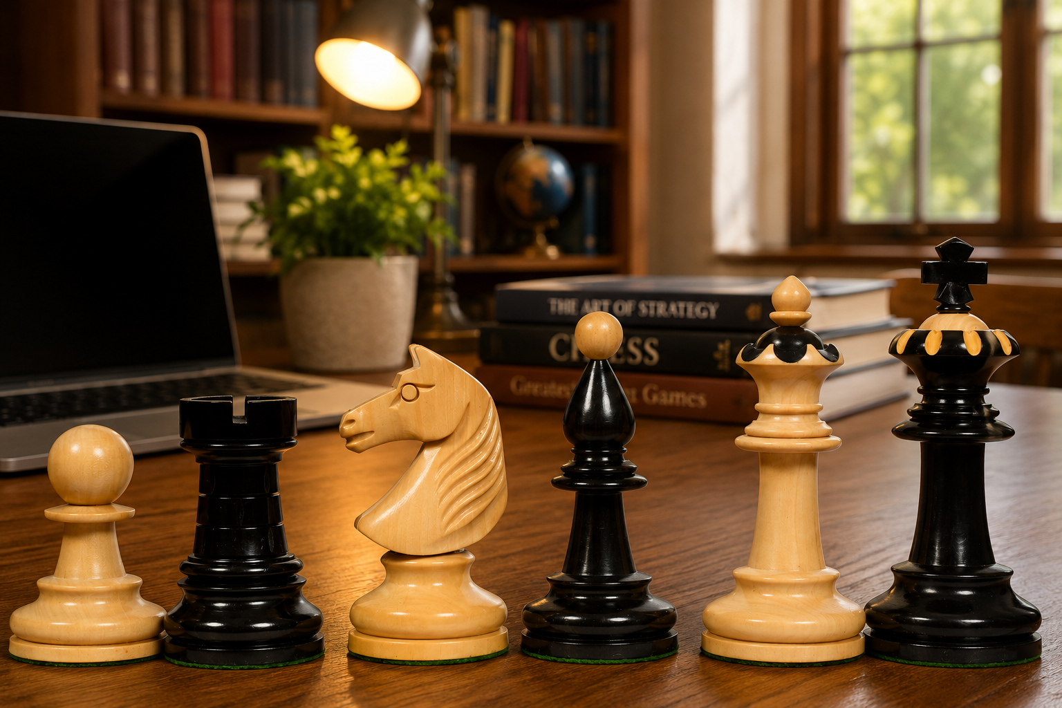 1935 Warsaw Capablanca Simultaneous Chess Set Ebony & Boxwood 3.8"- King