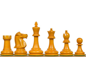 1972 Fischer Spassky Staunton Pattern Chess Pieces V2.0 in Ebonized Wood & Antique Boxwood - 3.78" King