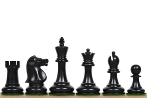 1972 Fischer Spassky Staunton Pattern Chess Pieces V2.0 in Ebonized Wood & Antique Boxwood - 3.78" King