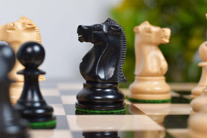 1972 Fischer-Spassky Staunton Pattern Chess Pieces V2.0 in Ebonized Boxwood & Natural Boxwood - 3.7" King