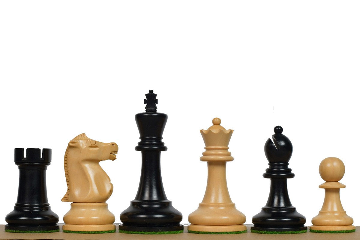 1972 Fischer-Spassky Staunton Pattern Chess Pieces V2.0 in Ebonized Boxwood & Natural Boxwood - 3.7" King