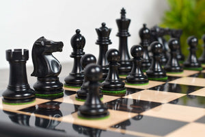 1972 Fischer-Spassky Staunton Pattern Chess Pieces V2.0 in Ebonized Boxwood & Natural Boxwood - 3.7" King